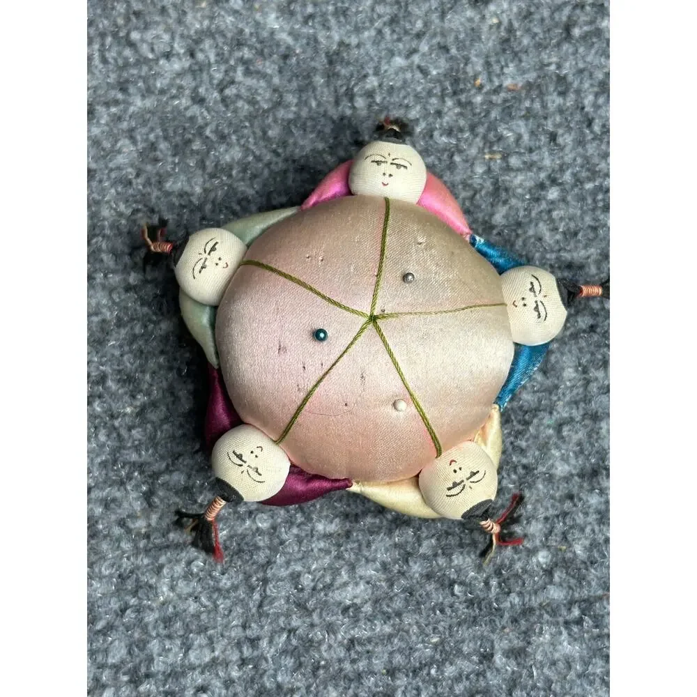 Vintage antique lot pin cushions Japan China handmade silk tomato lucky babies
